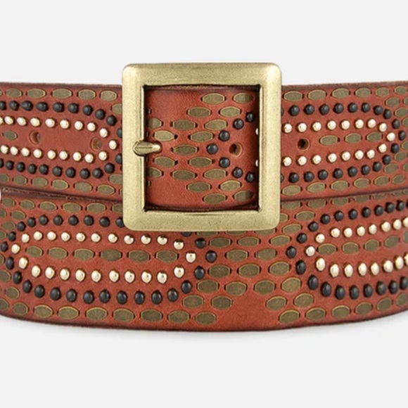 Amsterdam Heritage Accessories - Amsterdam Heritage Daya Studded Leather Belt in Cognac ~ NWT
